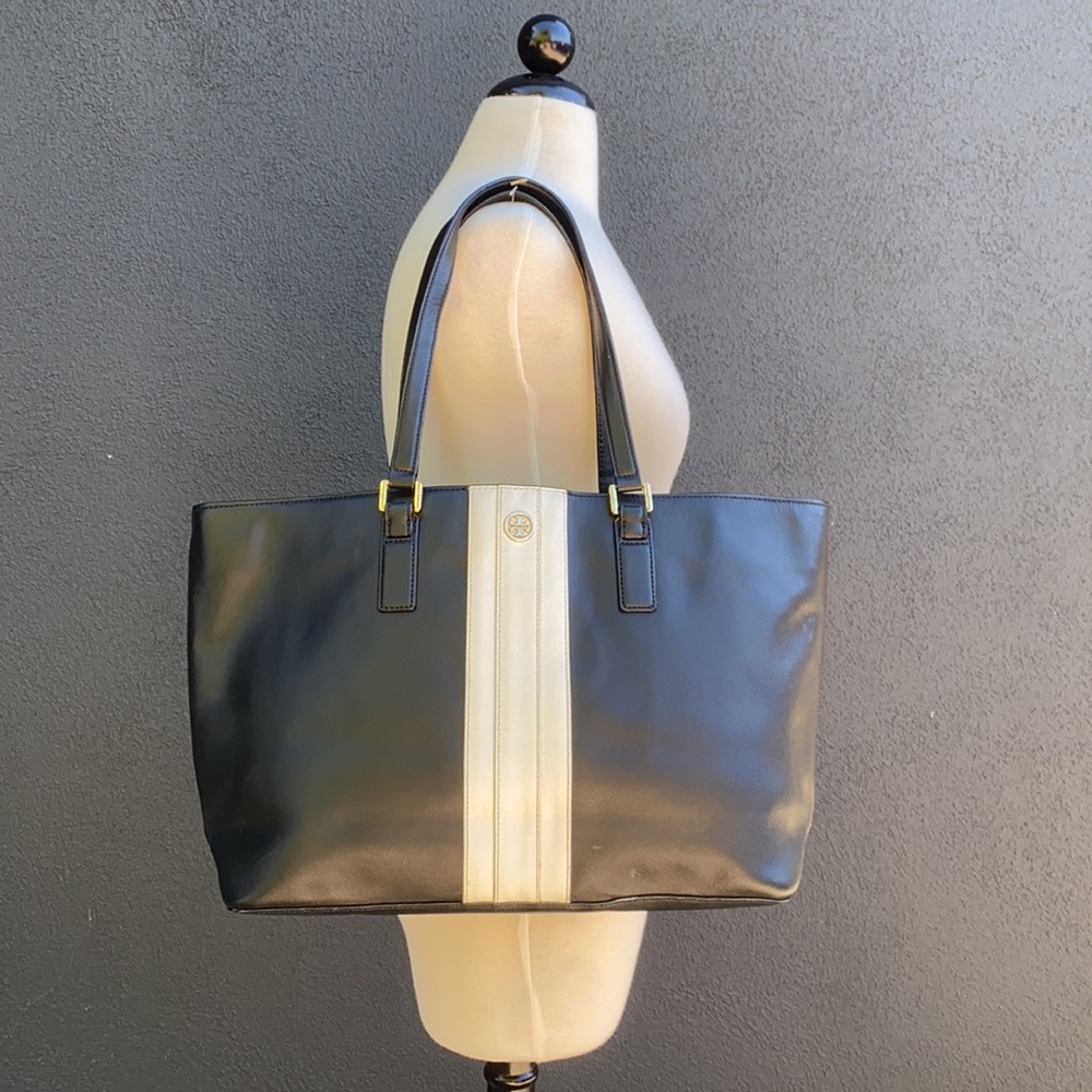 TORY BURCH SAFFIANO LEATHER TWO-TONE TOTE